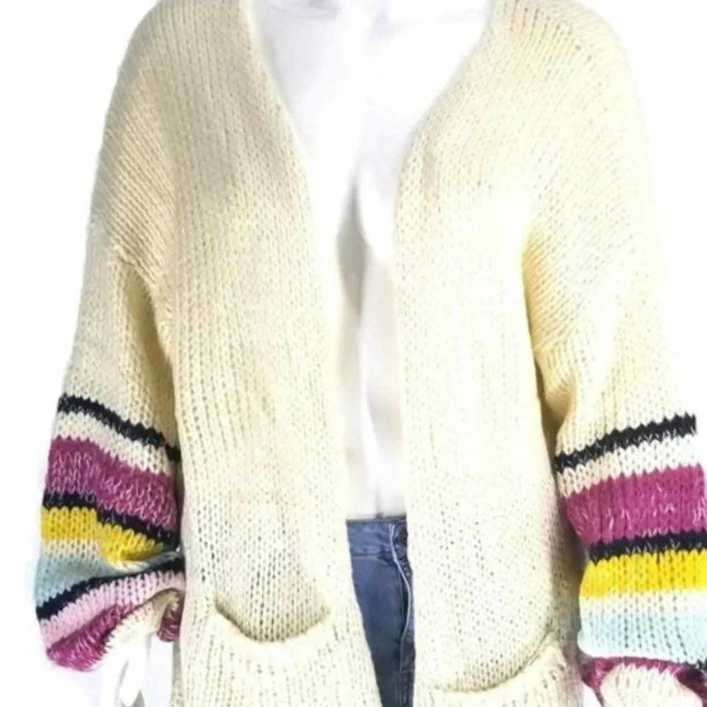Cozy Striped Cardigan Plus Sizes 1X-2X NWT - Picture 3 of 4